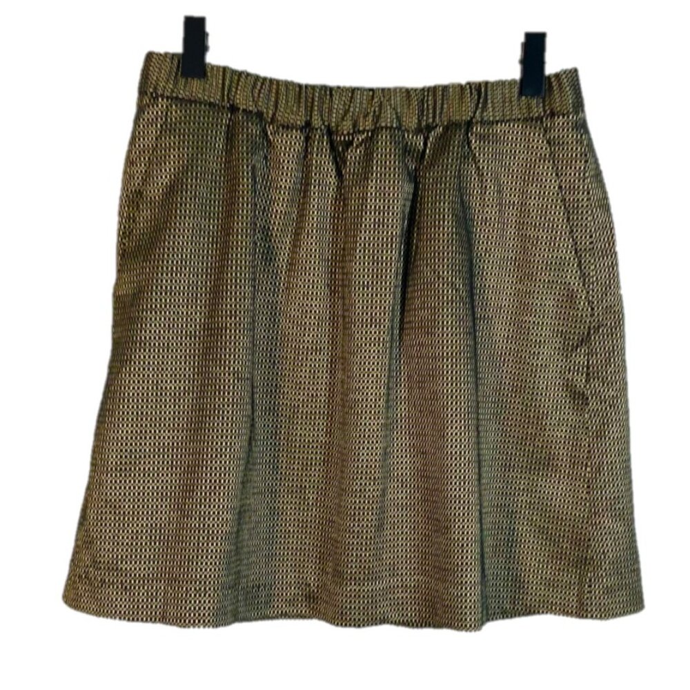 Madewell Black & Gold Metallic Jacquard Mini Party Skirt with Pockets Size XS